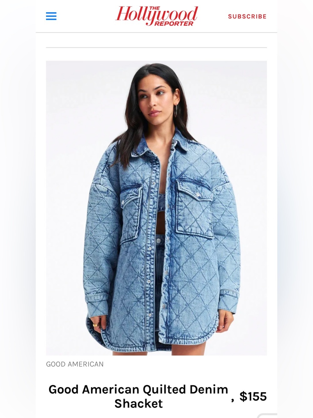 🔥🔥GOOD AMERICAN Quilted Denim Shacket🔥🔥A MUST HAVE!